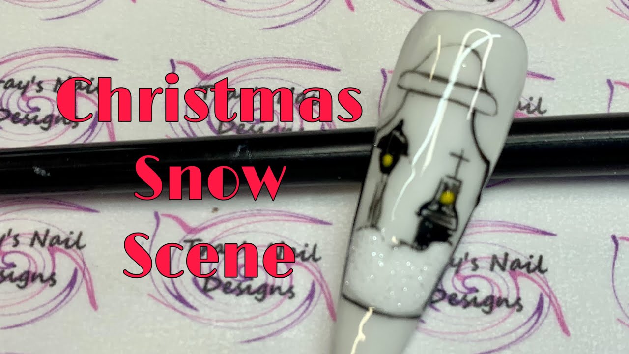 Christmas Snow Scene within Yankee Candle Jar NAIL ART CHRISTMAS sugared detail - Beginner Friendly