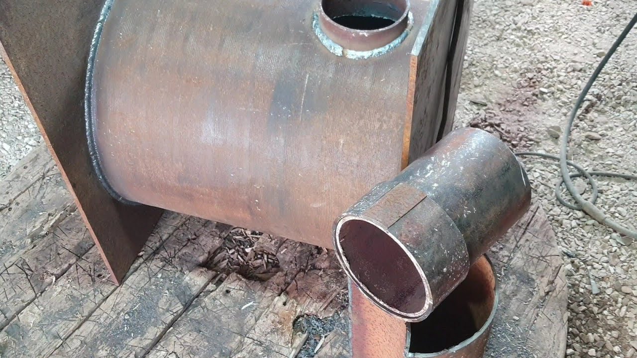 Варим печь из трубы на баню с теплым предбанником