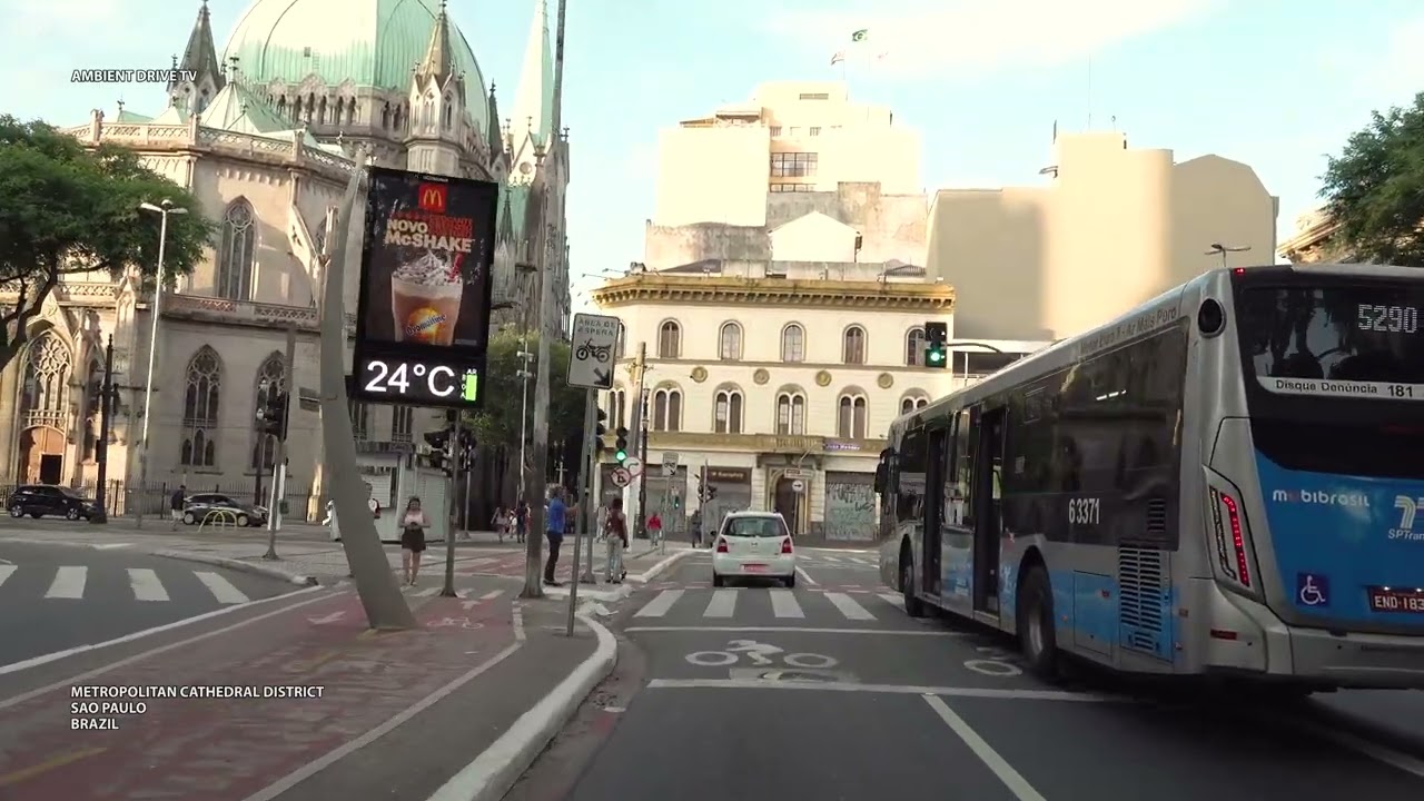 DRIVING SAO PAULO BRAZIL 4K - METROPOLITAN CATHEDRAL DISTRICT - AMBIENT DRIVE TV