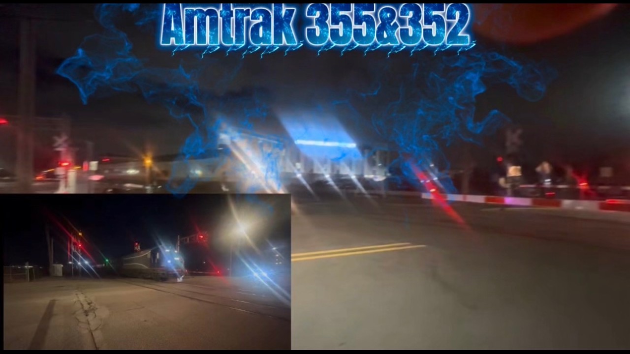 Amtrak Wolverine #352-355 with P42 + CN Freight Train Action | Royal Oak, MI