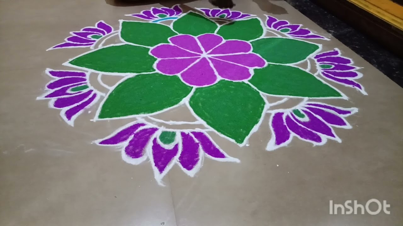 సంక్రాంతి ముగ్గు free hand rangoli 🌺 festival rangoli 💮🌼 simple drawing ideas 💡#muggulu #indianart 