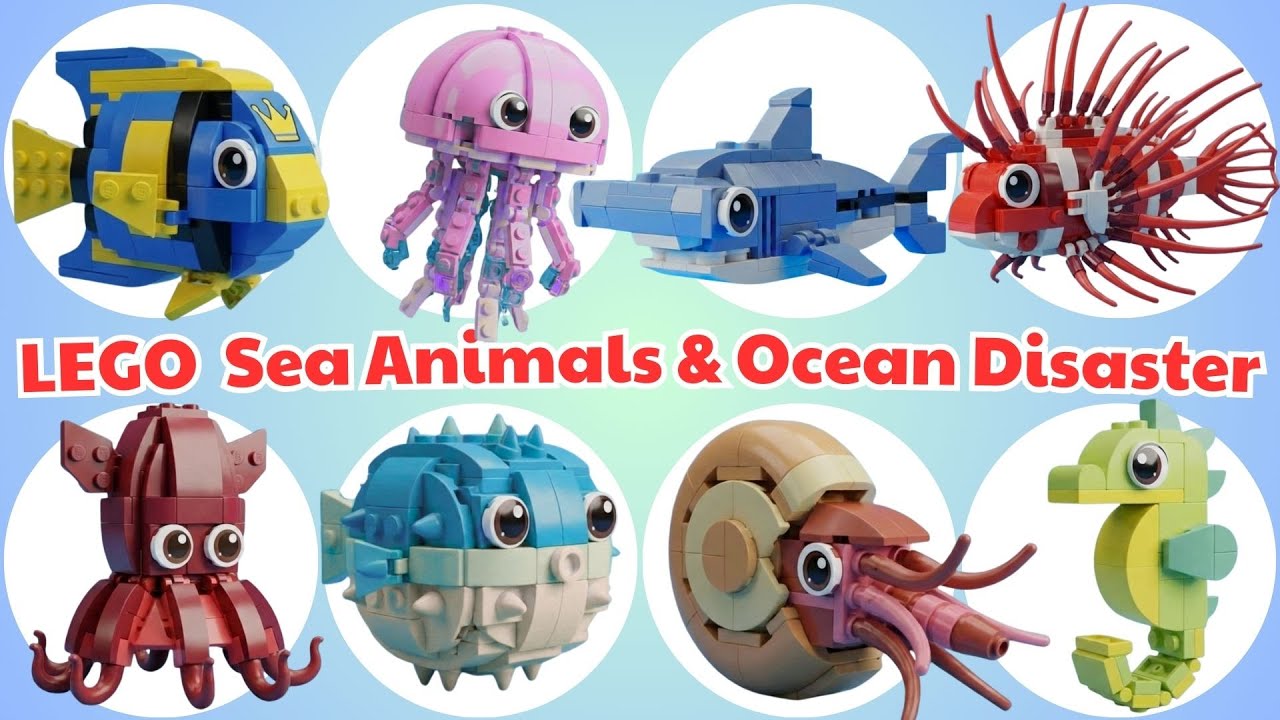 ABC Ocean Animals Flee Disasters 🌊🧱 LEGO Sea Life Song | Learn Alphabet & Protect Nature