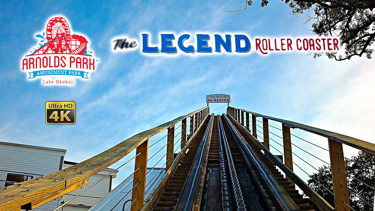 2024 The Legend Roller Coaster On Ride Front Seat 4K POV Arnolds Park