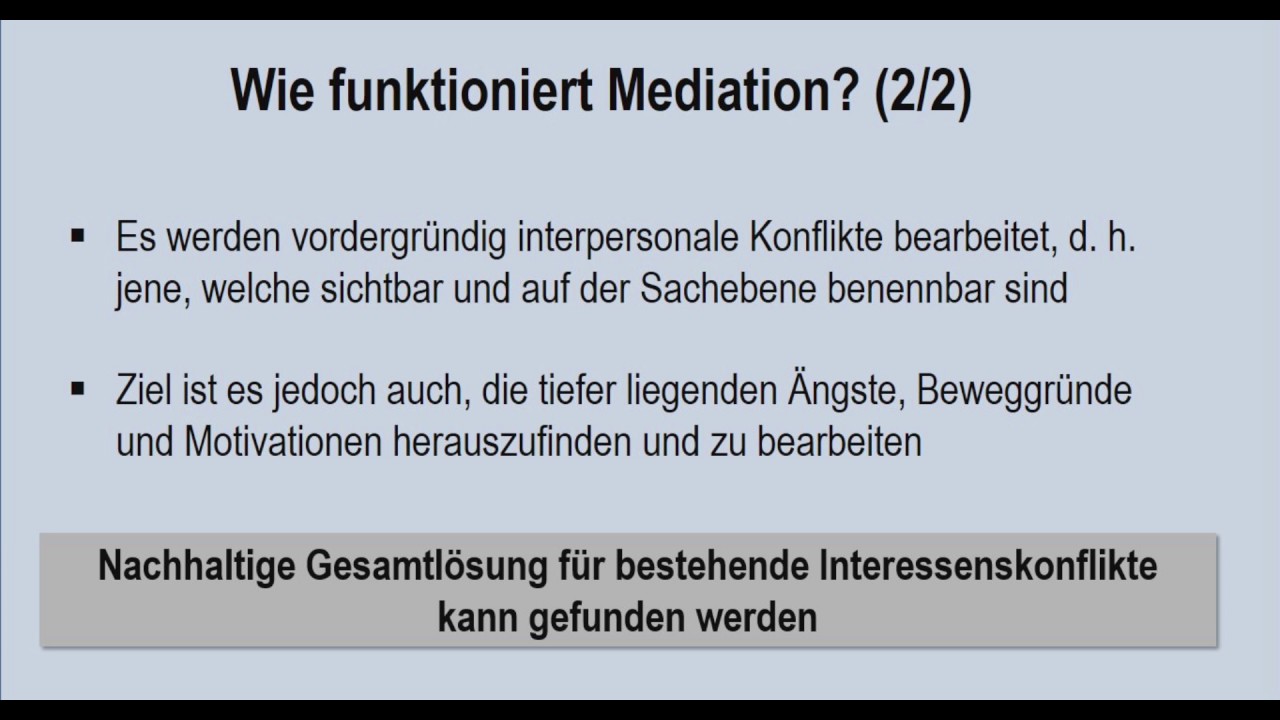 Mediation - kurze Erkl&auml;rung und Vorteile
