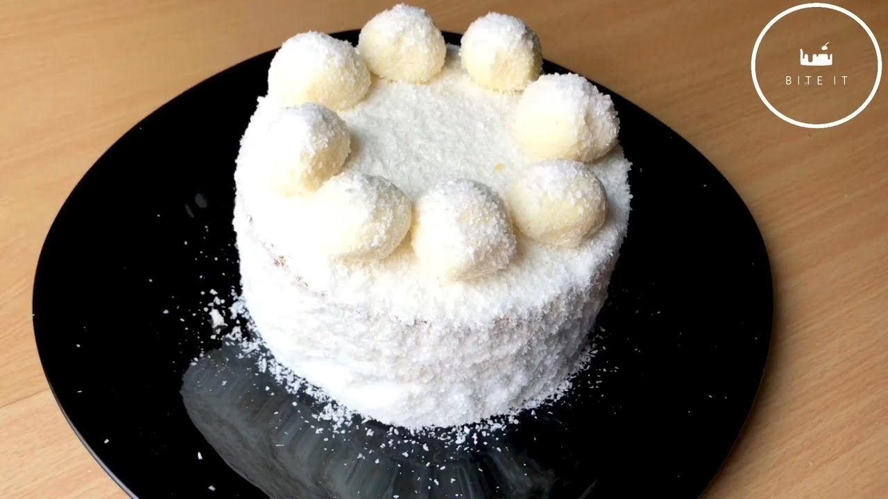 Coconut cake + Coconut truffles🥥 / كيك جوز الهند بكرات ترافل  / Bite It