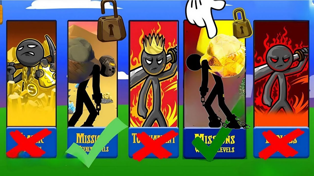 Разблокированы максимальные навыки, максимальная сила, улучшение всех скинов, I Stick War Legacy.