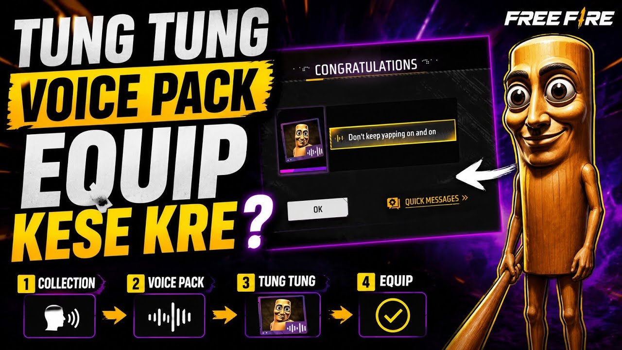 How To Equip New Tung Tung Sahur Voice Pack🤔 | FF New Voice Br/Cs Game Me Use Kaise Karen |