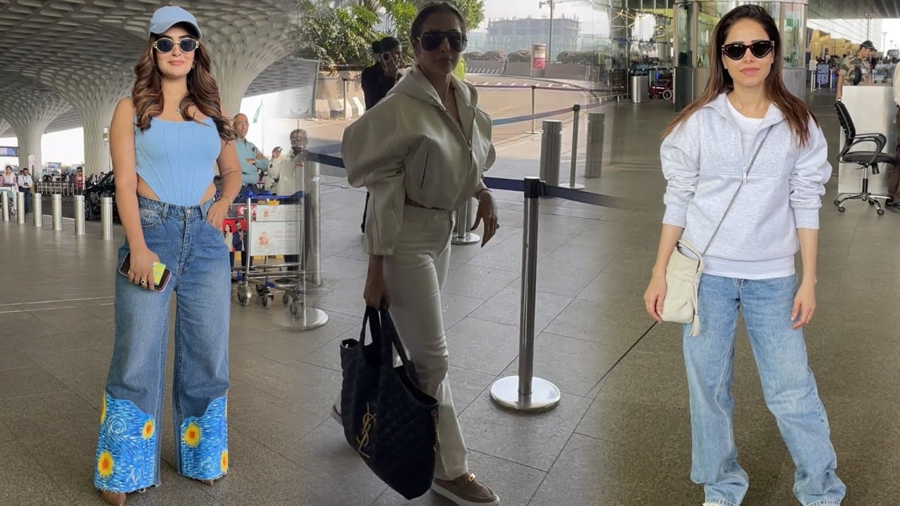 Karishma Sharma, Malaika Arora and Nushrratt Bharuccha spotted at Mumbai airport