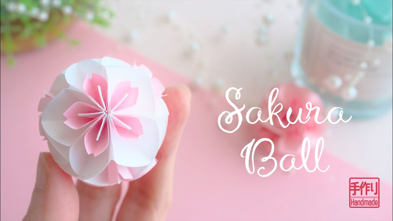 Как сделать украшение Kusudama из цветов вишни / Шар из бумажных цветов / Учебное пособие