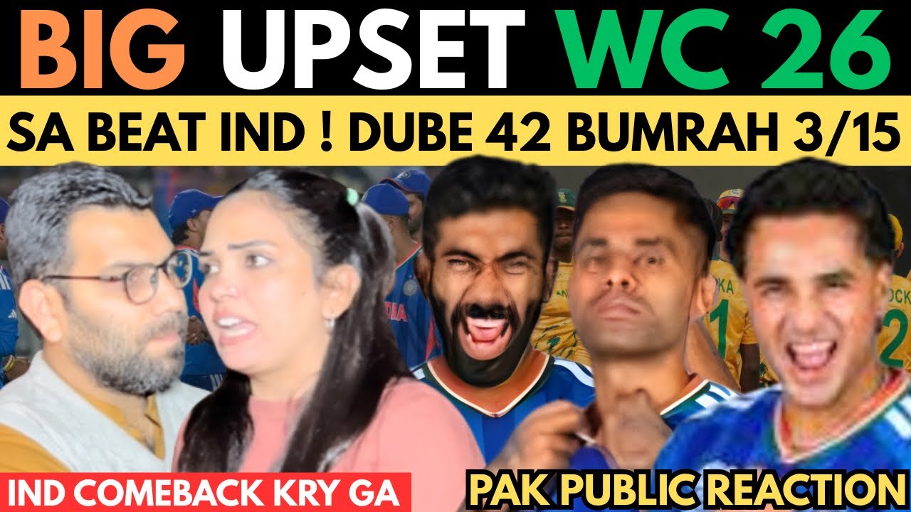 BIG UPSET 😢 SA BEAT INDIA 🇮🇳 IN T20 WC 2026 ! Shivam 42(37) BUMRAH 3(15)! PAK public crying reaction