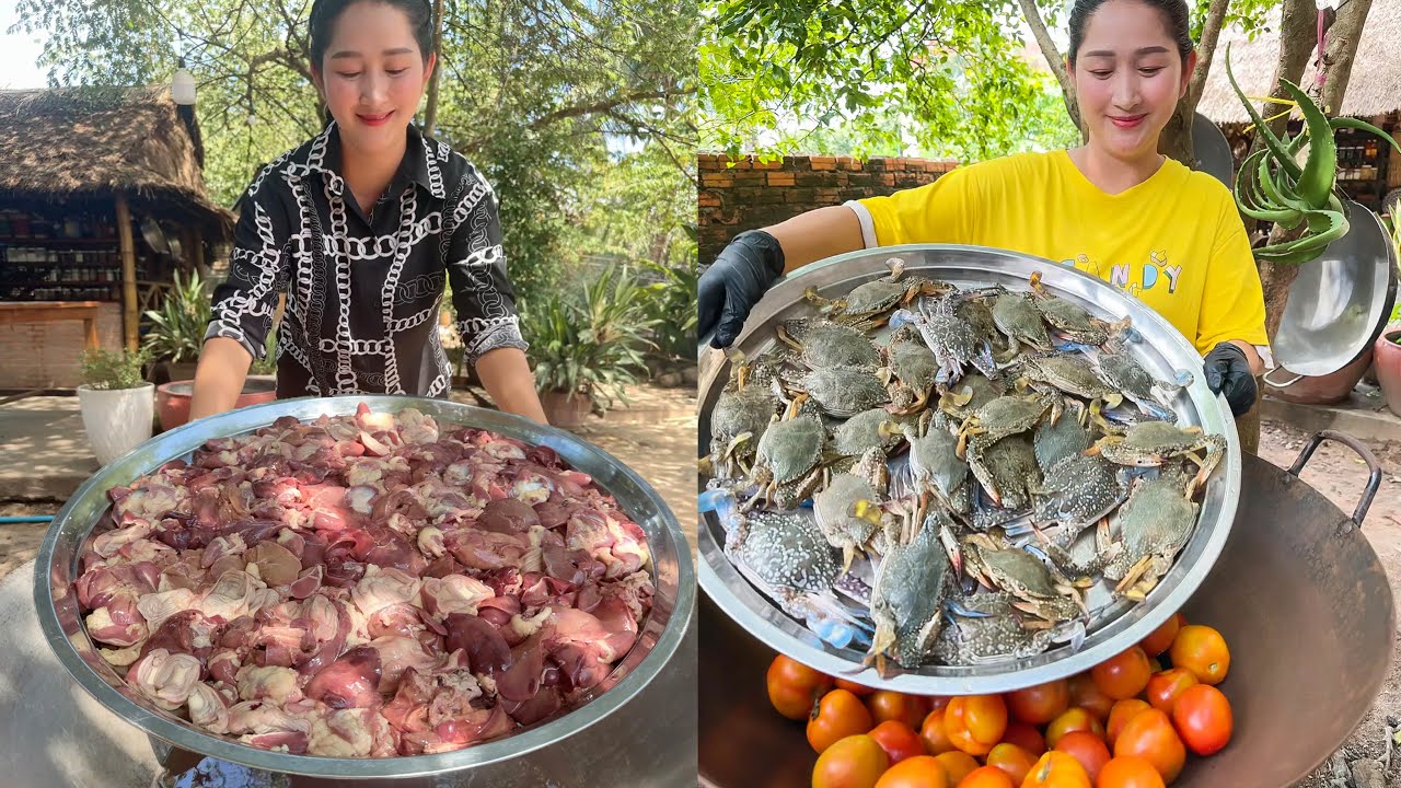 Удивительный кулинарный навык: жареные куриные желудки, суп с говяжьими ребрышками, жареные морск...
