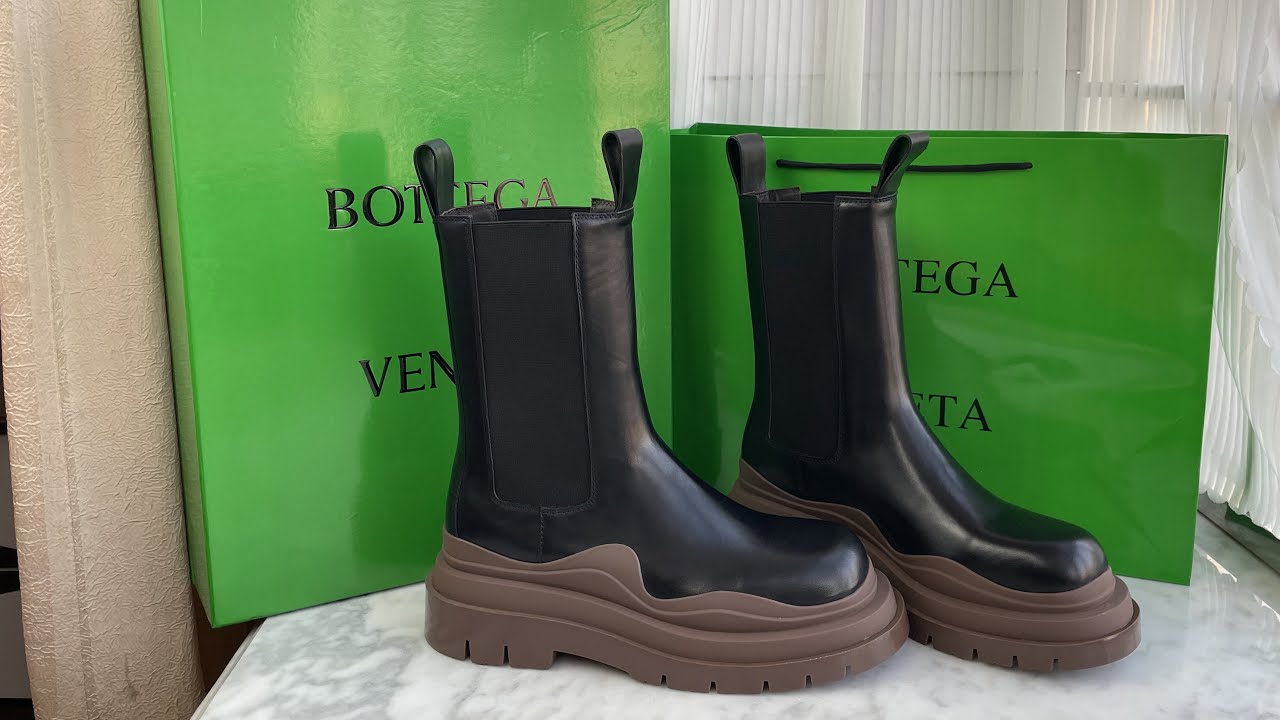 Bottega Veneta Tire Leather Boots Black Brown Review #review #unboxing #shoes #sneakers