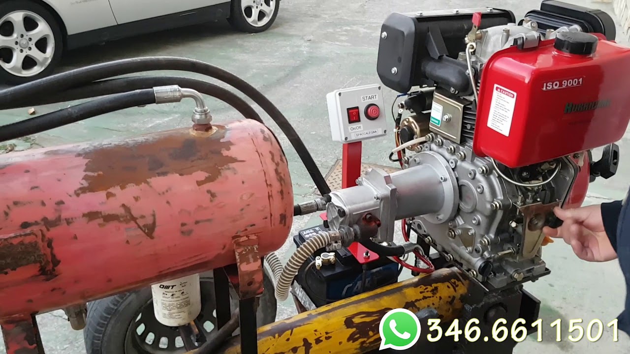 Spacca legna Autocostruita 40ton A Scoppio Diesel Avviamento Elettrico - Test