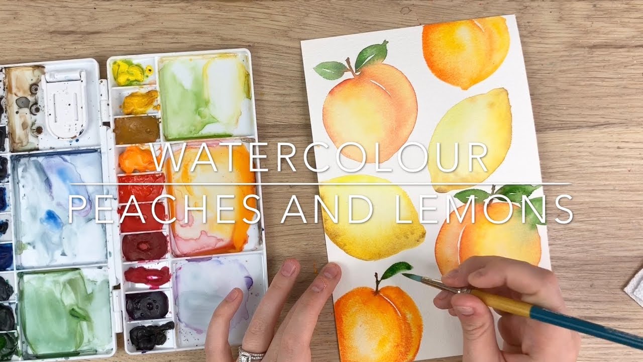 Beginner Watercolour Peach and Lemon Pattern