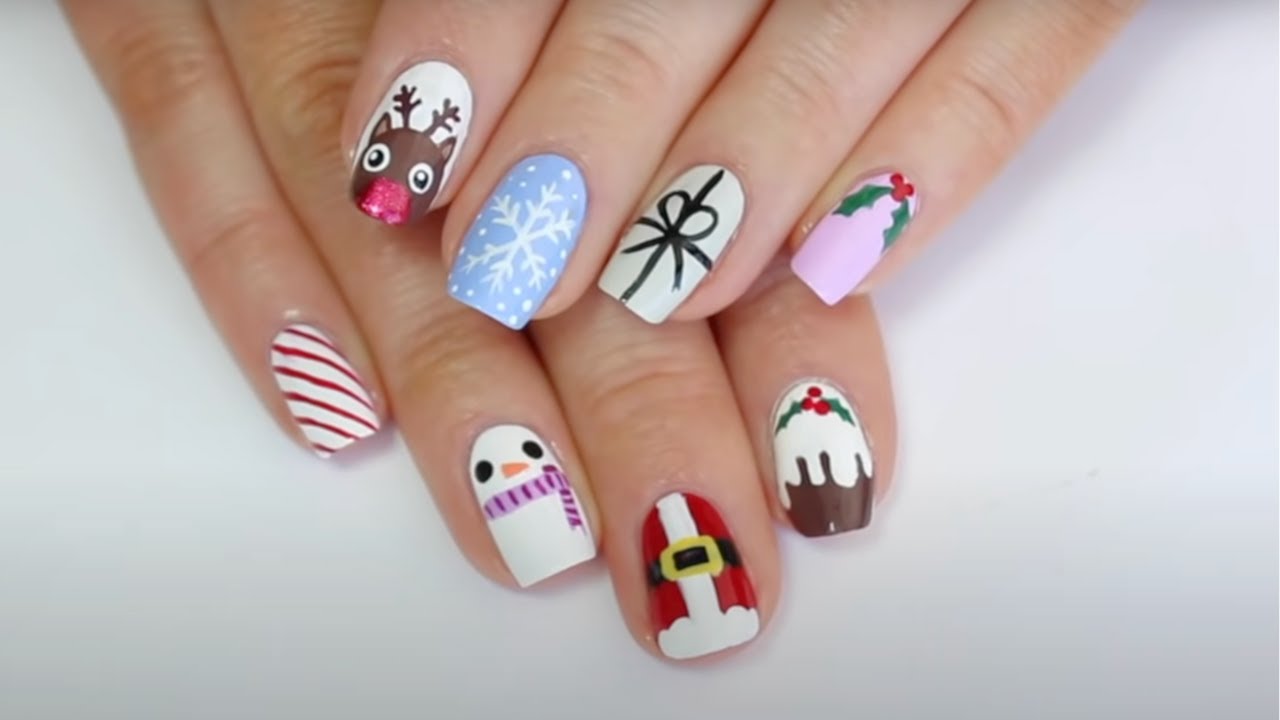 10 EASY Christmas nail art ideas