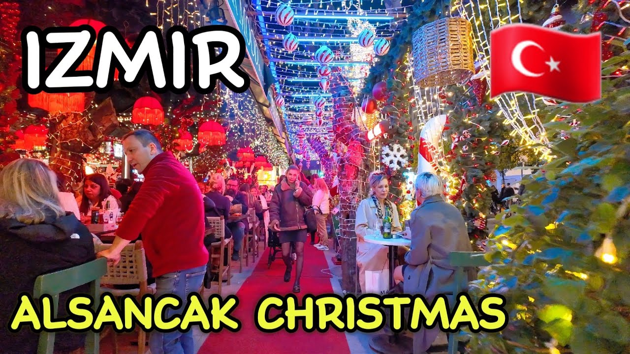 Izmir Alsancak Christmas Night Walk: Magical Lights & Cozy Festive Streets 4K 🇹🇷 (2025)