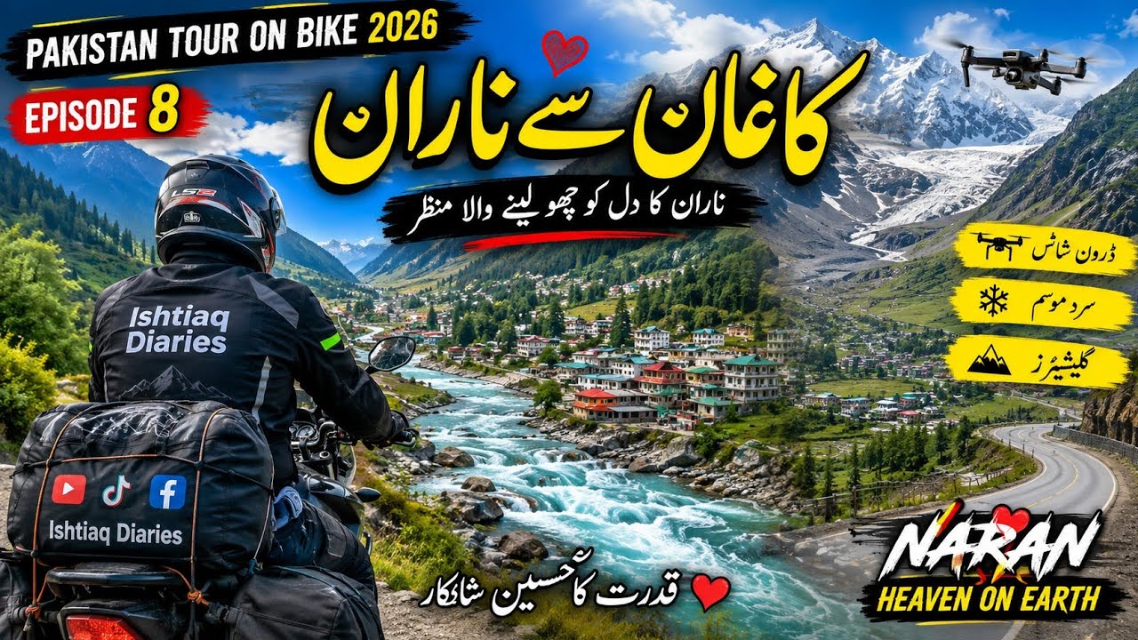 Pakistan Tour on Bike Episode 8 | Kaghan to Naran | Heart Touching Naran Views Glacier & Drone Shots