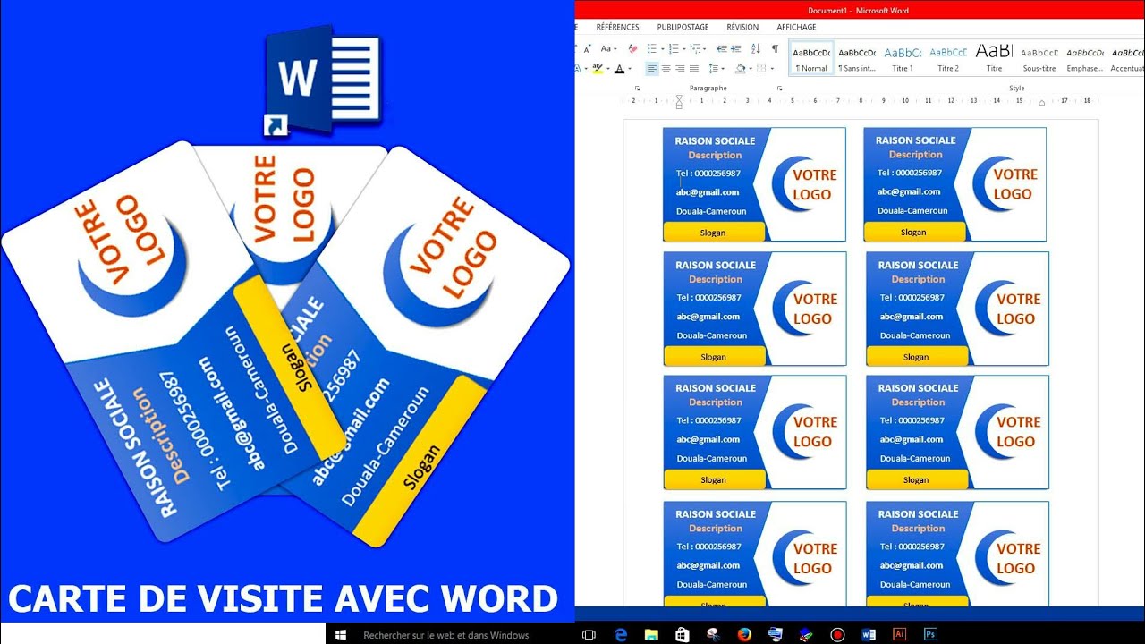 Carte de visite facile avec Word: Comment réussir la conception des cartes de visite dans Ms Word
