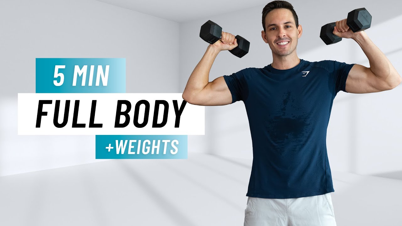 5 Min Full Body Express - With Weights - Non-Stop, No Repeat Workout
