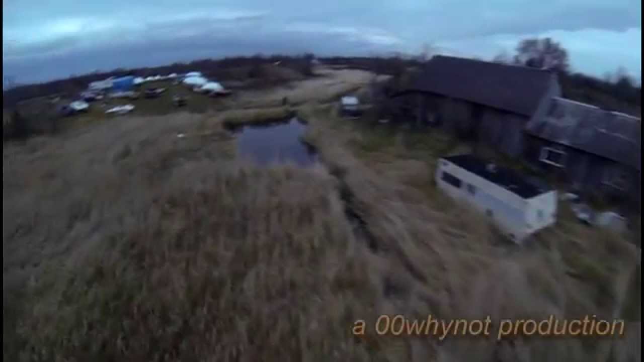 X-900 Tricopter with  Quanum Q-2D Brushless Gimbal evening flight with crash