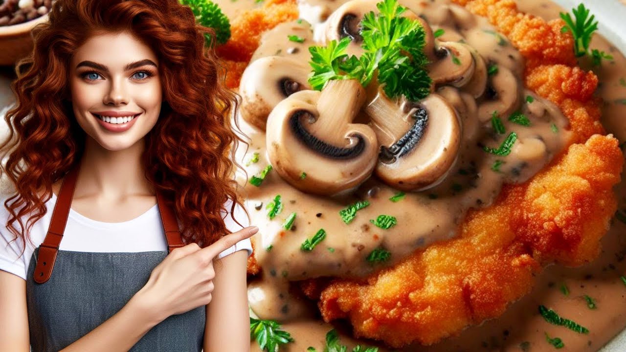 AUTHENTIC German J&auml;gerschnitzel (BEST Pork Schnitzel with Mushroom Gravy)