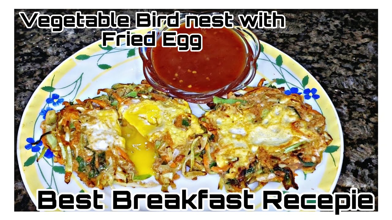 Healthy & Nutritious Breakfast Vegetables birds nest shaped Fried Eggs #breakfastrecepie #vegetable 