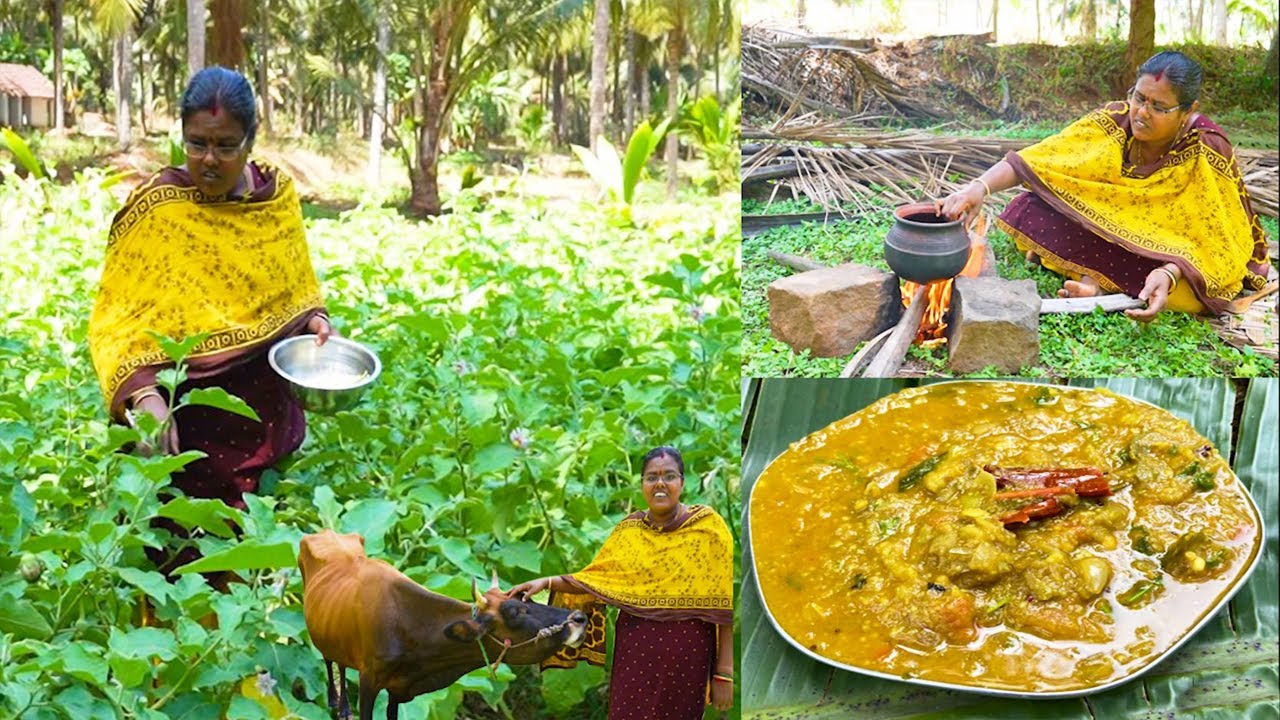 இட்லி - தோசைக்கு சூப்பரான கத்திரிக்காய் கடைசல் / Farm Fresh Brinjal Kadaisal for Idli-Dosai /