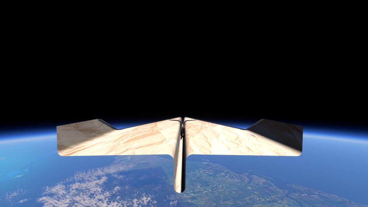 Paper plane drop from space
