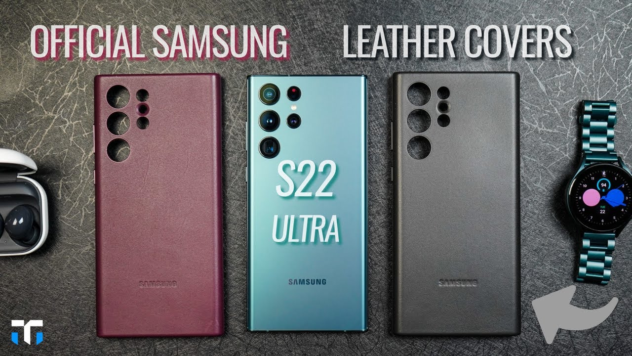 Samsung Galaxy S22 Ultra Official Leather Cover Cases! (Burgundy, Black)