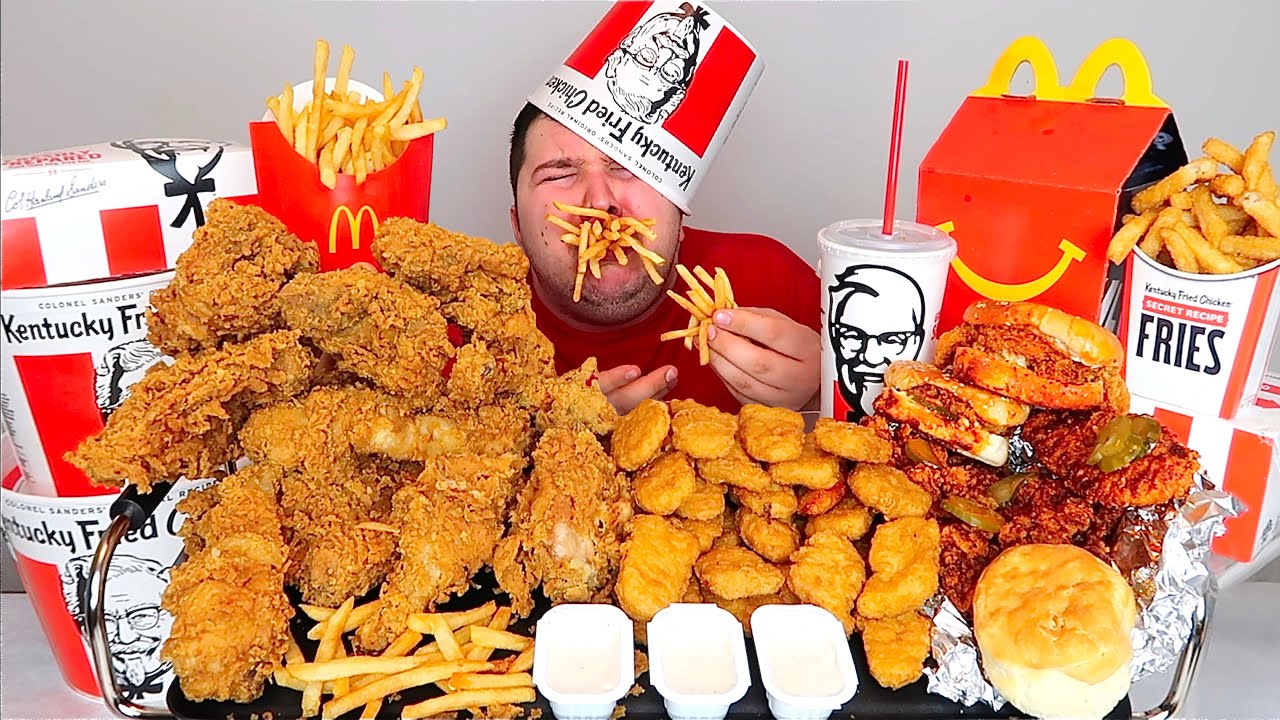 День читинга на 10 000 калорий • KFC и McDonald's • MUKBANG