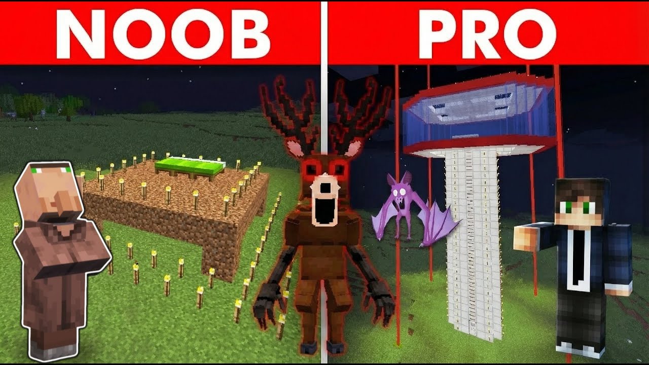 NOOB VS PRO: NAJSIGURNIJA BAZA PROTIV JELENA I SLEPOG MIŠA IZ 99 NOĆI U ŠUMI U MINECRAFTU