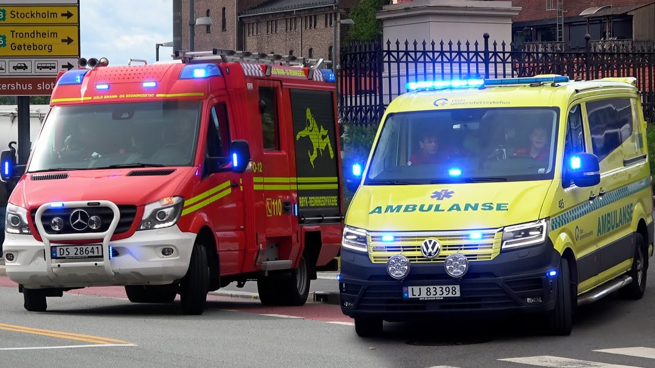 [Alarm lights] Brannvesen, Ambulanse og Politi på utrykning i Oslo | Emergency responses in Oslo