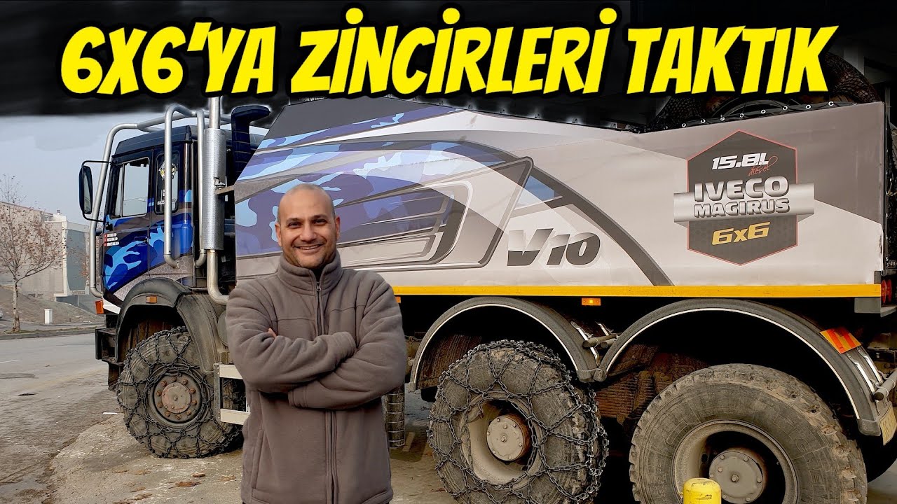 6X6 | Magirus 6x6 15.8lt V10 zincirleri taktı | Kar, Buz, Çamur Vız Gelir