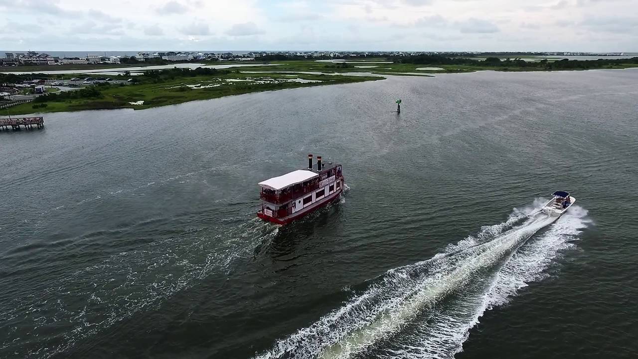 Belle of Topsail aerial view through the swing bridge