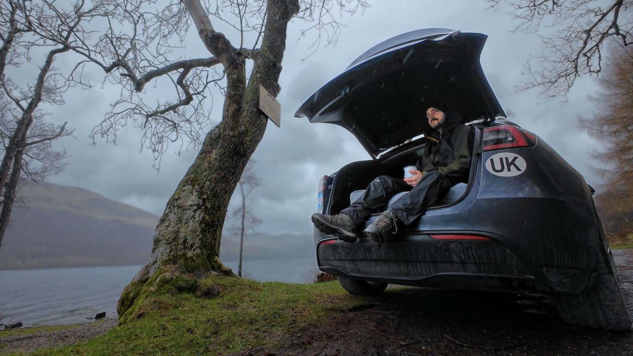 My First Solo Tesla Camping Trip (In the Scottish Rain)