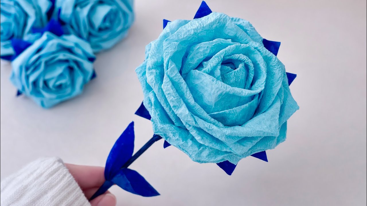 💐The Secret to Perfect Ice Blue Napkin Rose🧊Easy DIY flower tricks✨#diy #aestheticdiy #tutorial