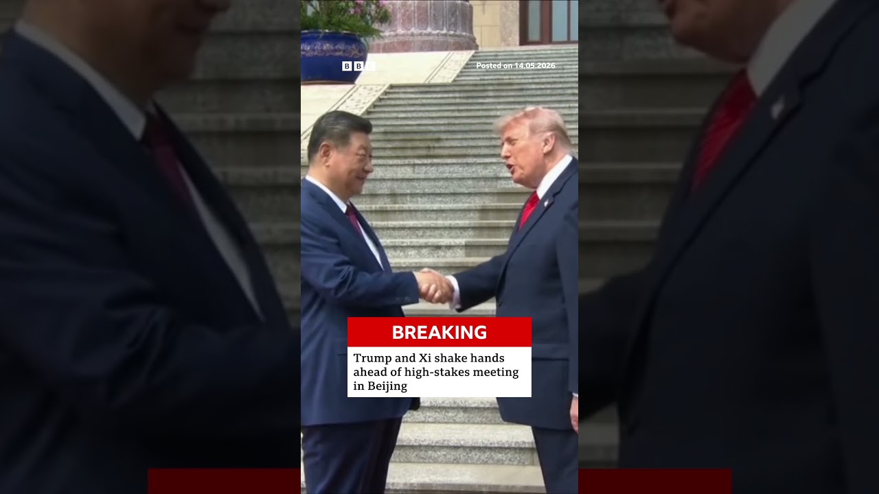 Trump and Xi shake hands in Beijing ahead of high-stakes talks #BBCNews