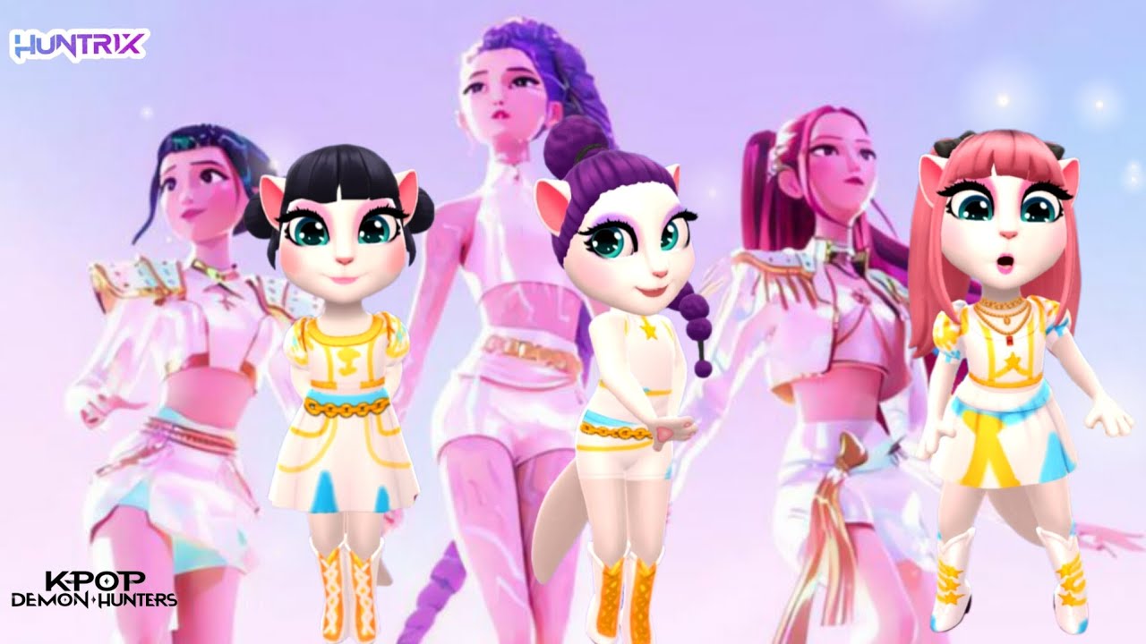 🎵😈 KPOP DEMON HUNTERS HUNTRIX COSPLAY | ANGELA GLAMZ | TALKING ANGELA 