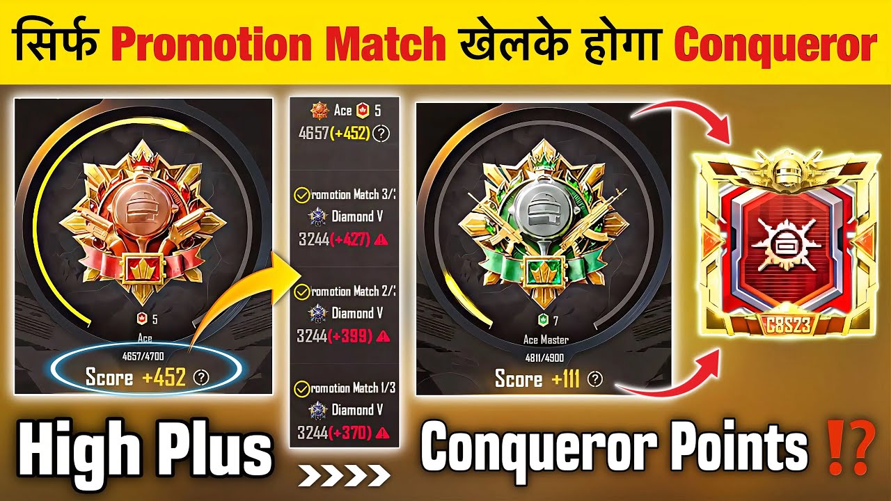 🇮🇳EASY CONQUEROR REACHED🔥ONLY PLAYING PROMOTION MATCH | TODAY CONQUEROR POINTS & RANKPUSH TIPS✅