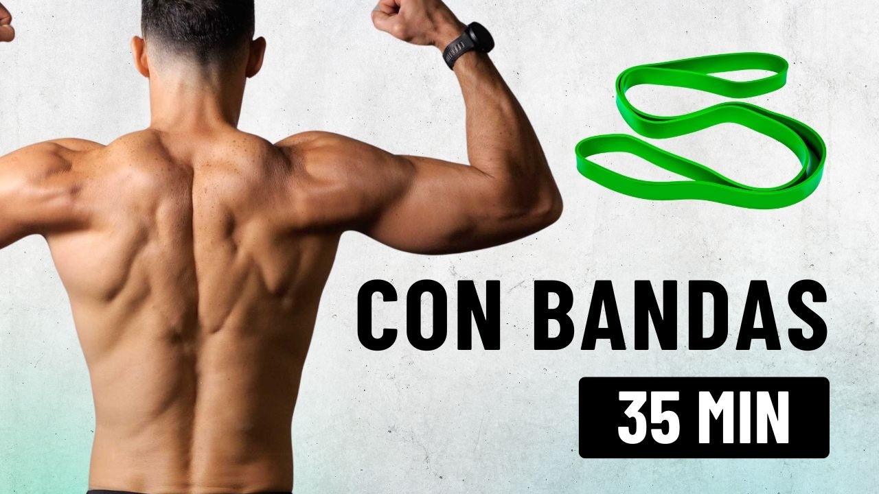 35 min Rutina espalda y hombros con BANDAS ELASTICAS | Ganar músculo | En casa