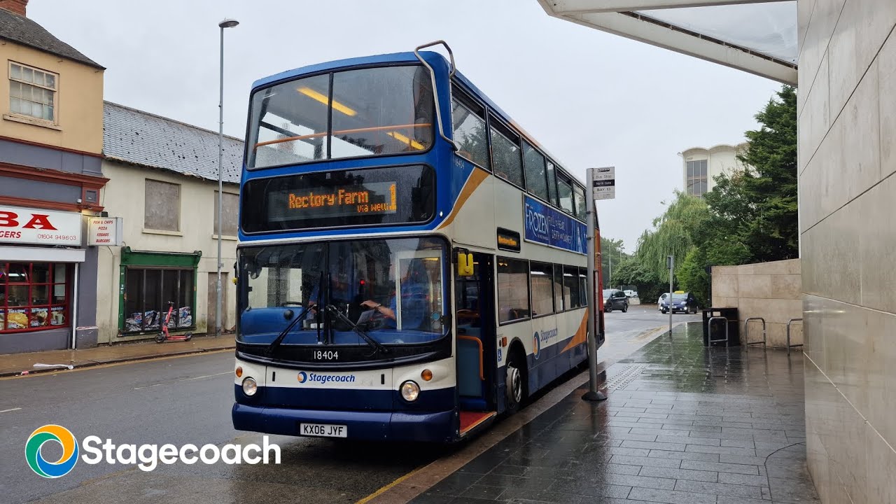 Stagecoach Northampton ALX400 18404 on route 1 from Weston favell to rectory farm and back to town.