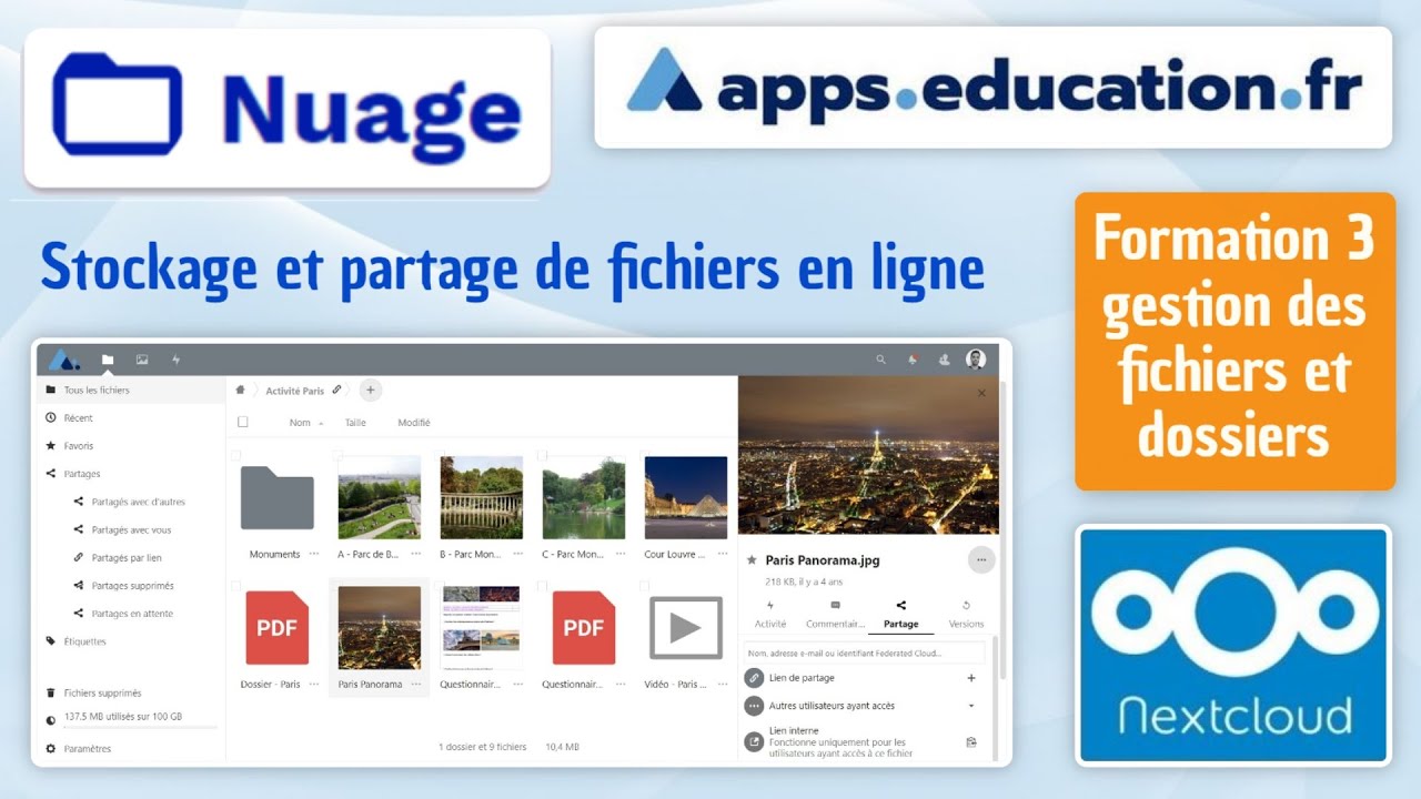 Micro-tuto formation NUAGE 3 - Gestion des fichiers et des dossiers