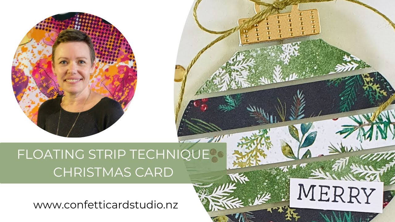Use your scraps: Floating Strips Technique Christmas Card