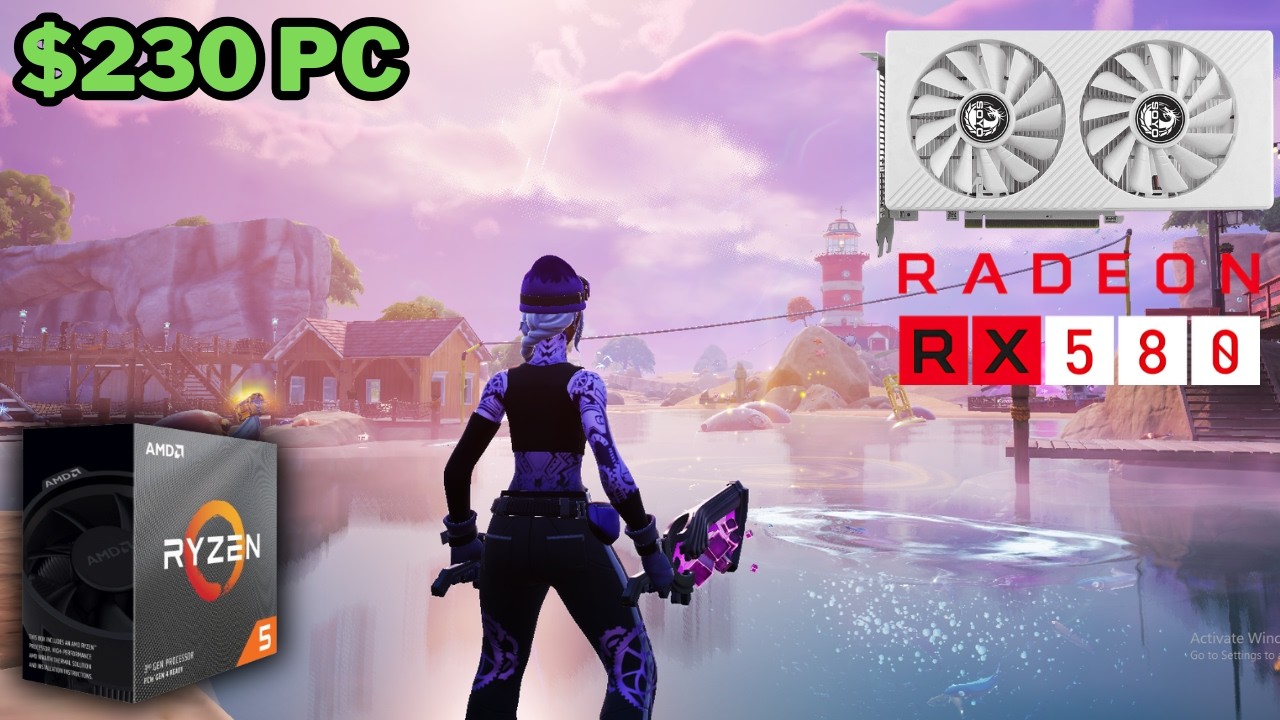 Fortnite On A $230 Gaming PC | Ryzen 5 3500X + RX 580 8GB (2048SP) | 1080P Performance Mode - Epic