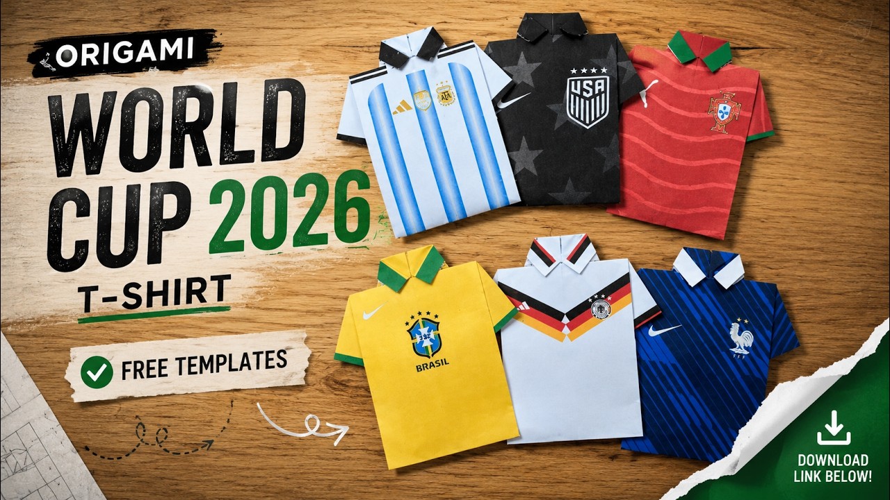 Футбольная майка оригами с командами Чемпионата мира по футболу 2026 | Простая футболка оригами: ...