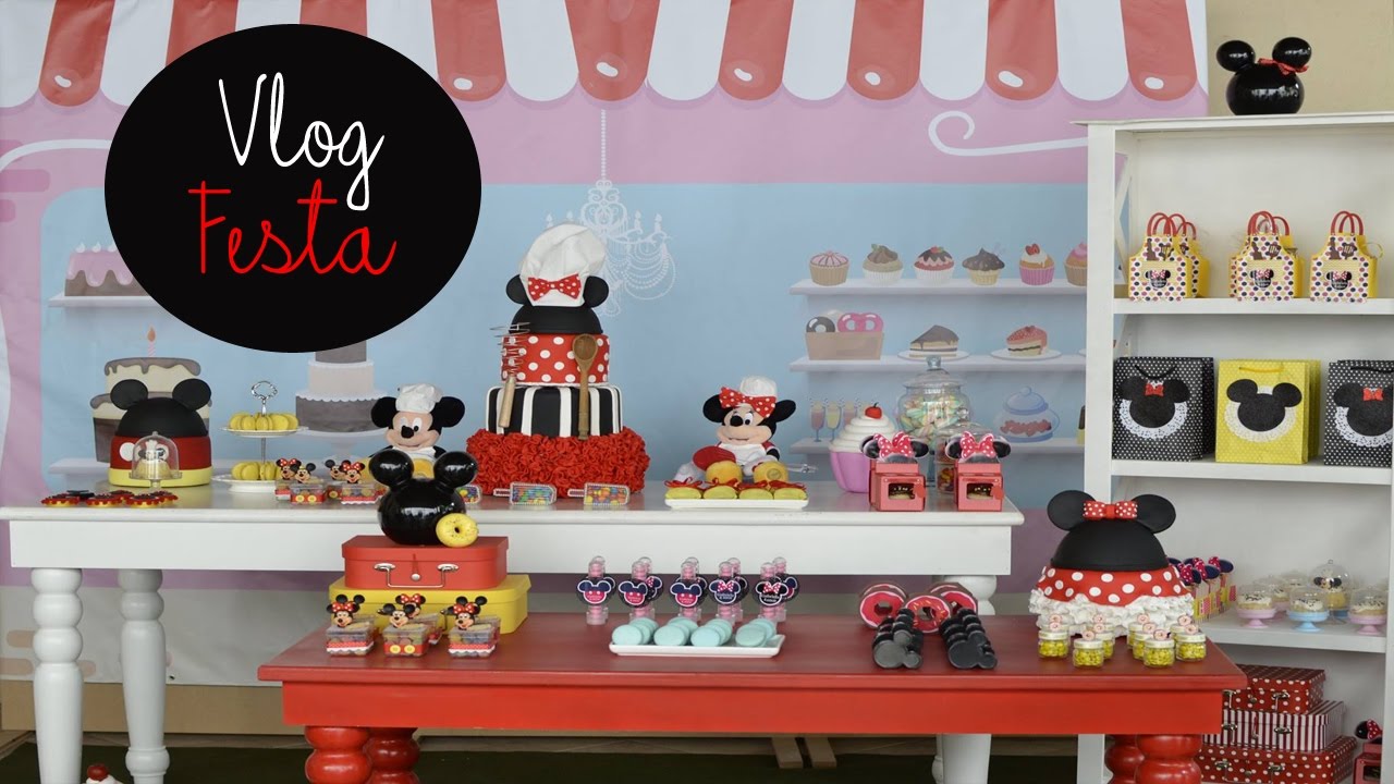 VLOG O dia da festa - Mickey e Minnie confeitaria