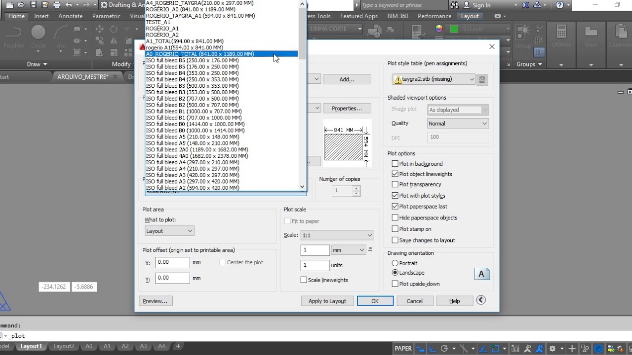 Impressão (plotagem) de projeto com o AutoCAD
