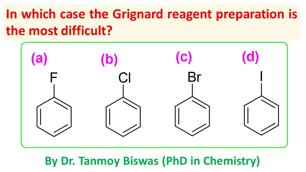 MCQ-130: On Aryl halides for Grignard reagent preparation by Dr. Tanmoy Biswas (PhD) for NEET, BSMS.