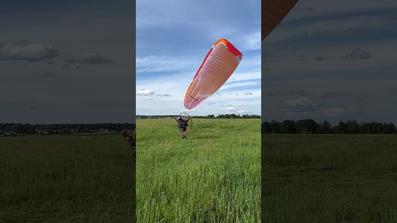 Взлёт на парамоторе. Moster 185. Scout Sky Country. #slowmotion