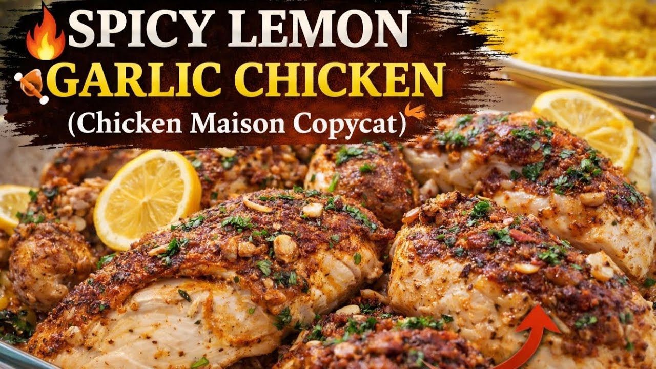 Chicken Maison Copycat | Spicy Lemon Garlic Chicken & Turmeric Rice